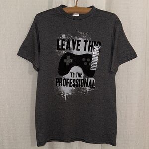 Delta M Charcoal Gray Silver Black Gaming Short Sleeve Cotton Blend Tee